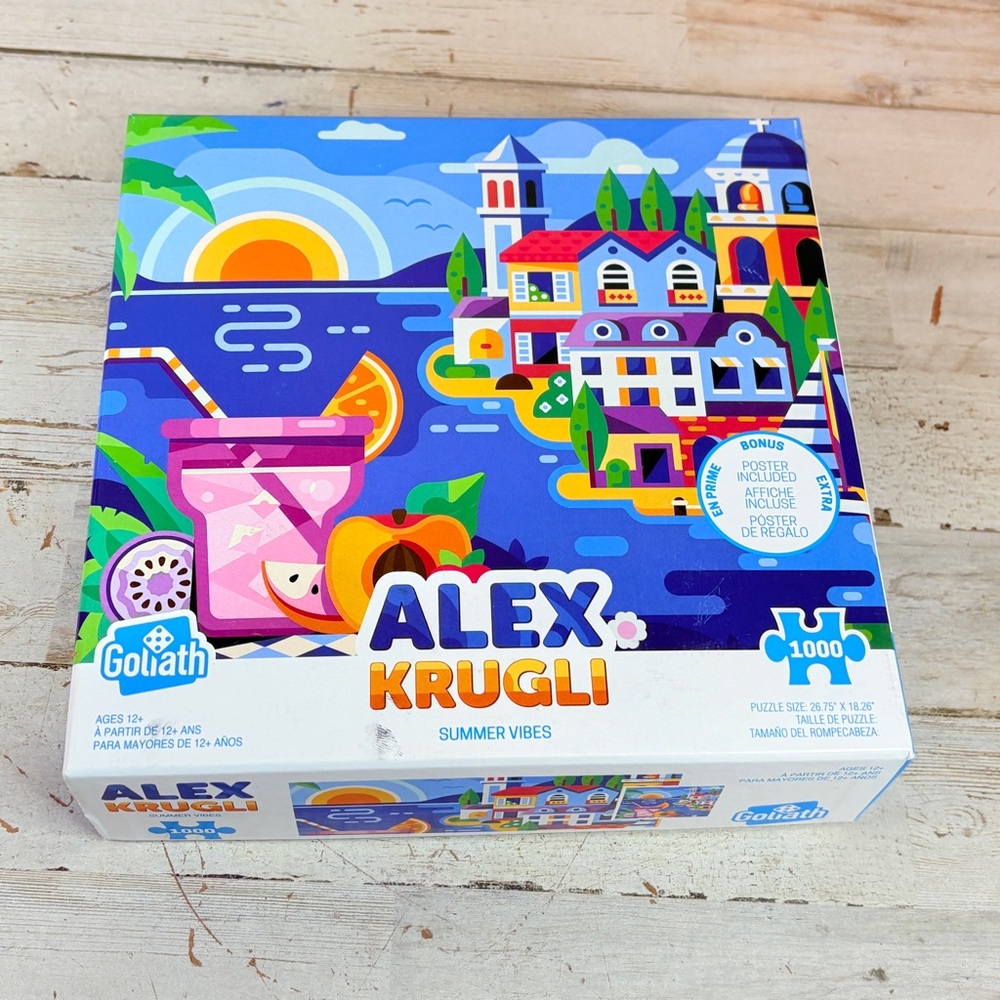 Alex Krugli: Summer Vibes 1000 Piece Puzzle Completed Size 26.75” x 18.26”